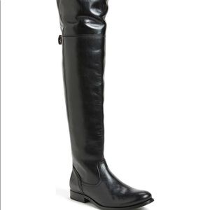 Frye Black Leather Over the Knee Boots